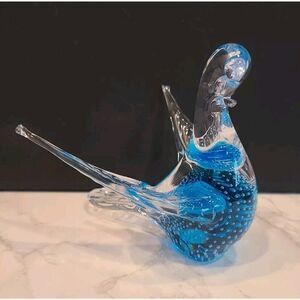 Vintage Mid Century FM Konstglas Style Glass Bird Controlled Bubbles Art Glass